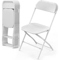 Lot de 6  chaises pliantes en plastique blanc, sièges commerciaux empilables portables intérieurs et extérieurs avec cadre en acier
