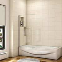 Pare-baignoire fixe en verre trempé 70x130cm - AICA - Installation réversible - Verre anticalcaire