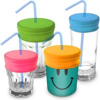 igadgitz Home Couvercles pour Paille Réutilisables Silicone BPA pour la tasses - Paquet de 4