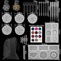 Moules en silicone de style mixte en résine époxy en kit, ensemble de moulage, d&#39;outils pour la fabrication de bijou CD2109