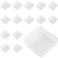 Boîte en plastique transparente 15 pièces, boîte de rangement carrée en plastique 6.5x6.5cm