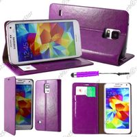 ebestStar ® Housse portefeuille pour Samsung Galaxy S5 G900F et S5 New G903F Neo + Mini Stylet, Couleur Violet