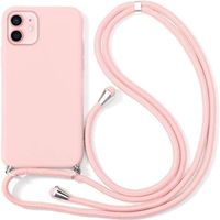 Coque Bandoulière Pour iPhone 11 (6.1") Rose Anti-Rayure Souple Couleur Unie Protection Silicone