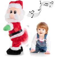 Père Noël twerking, Jouet de musique en Peluche, Père Noël électrique dansante chantant des chansons anglaises pour enfants