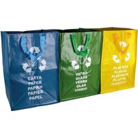 Lot de 3 sacs de tri réutilisables pour recyclage des déchets - 130 L - Linxor