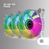 MARSGAMING MF-3DKIT Blanc,Kit 3 Ventilateurs ARGB 360° 12cm