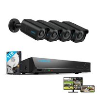 Reolink Kit Vidéo Surveillance,8MP 4X Bullet Caméra IP PoE avec Audio+8CH 2To NVR,Détection Intelligente,Vision Nocturne 30m,Noir