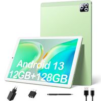 4G LTE Tablette Tactile 10 Pouces,Android 13 Tablette,Octa-Core,12 Go RAM + 128 Go ROM, 8MP + 13MP Caméras