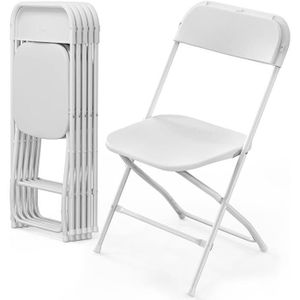 CHAISE Lot de 6  chaises pliantes en plastique blanc, siè