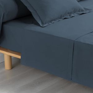 DRAP PLAT Drap Plat - Percaline - Bleu - Percale de Coton - 180 x 290 cm