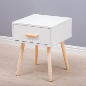 2x Table De Chevet Table De Nuit Blanche Style Moderne Pieds En