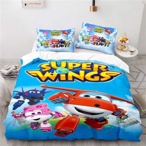 Parure housse de couette coton Super Wings Team 140x200 cm avec Taie d'oreiller