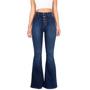 JEANS Jeans Femmes Sexy Taille Haute Pantalon Decontracte a Jambes Larges Adolescents Classique Denim Maigre - bleu 1 HBSTORE