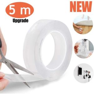 5M Antid/érapant et Gratuit pour enlever No Residue Clear Evance Ruban Adh/ésif Silicone,Nano Tape Multifonctionnel r/éutilisable Traceless Double-Face Gel Clear Tape
