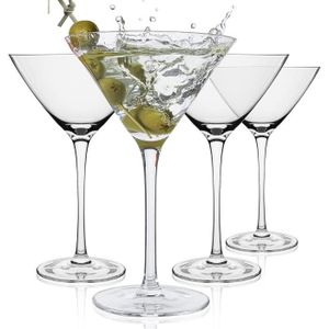Verre à cocktail Sipour Verre à Martini - Lot de 4 Verres à Cocktail 24cl - Verres en Cristal Élégants, Soufflés à la Main, Capacité 23.5cl - Idé227