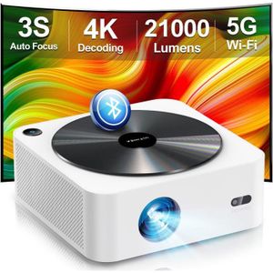 Vidéoprojecteur Vidéoprojecteur 4K Supporté Full Hd 1080P Natif, Rétroprojecteur Wifi Bluetooth Auto Focus-Keystone, Videoprojecteur Home Cin[J64]