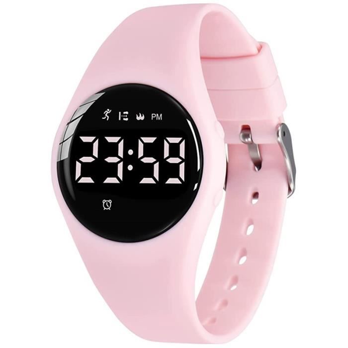 Montre digitale rose best sale