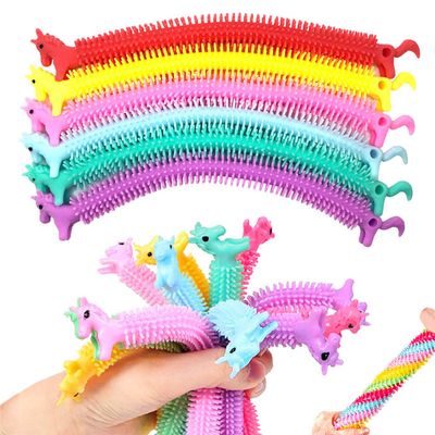 BOXOB 4 Pièces Jouets Sensoriels Pour Enfants Autistes - Corde Extensible Texturée - Bâtons Colorés Vert Bleu Rouge Jaune - Idéal Pour Calme Et Concentration En Classe