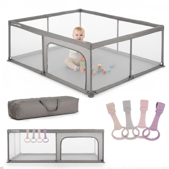 sun baby Kinderbox met roze handvat 150x200 cm 0-2 jaar Grijs