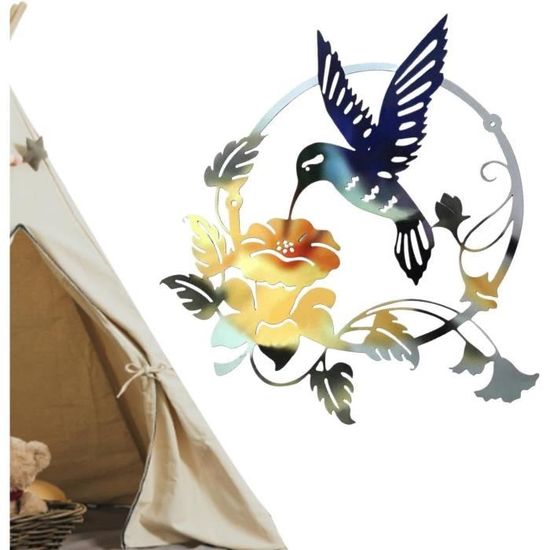 DUOOLN Décoration Murale Fleur Oiseau En Métal - Oiseaux Sur Branches Pour Balcon, Jardin Et Intérieur