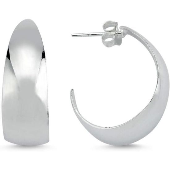 Boucles d'oreilles anneaux - Argent sterling. Color: argent | Doucet Latendresse