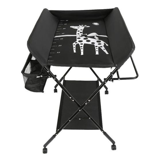 Table à langer pliable Kangfun - Noir - Pour bébé en couches - Cadre en acier renforcé