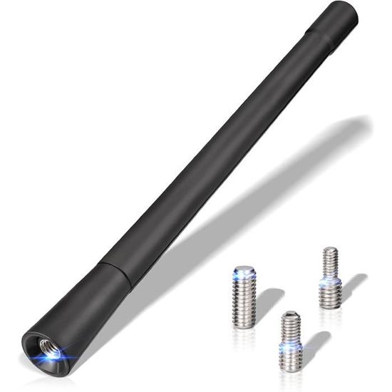 Flaconi Antenne Voiture Courte En Fibre Carbone - Antenne Toit Puissante Argent Universelle