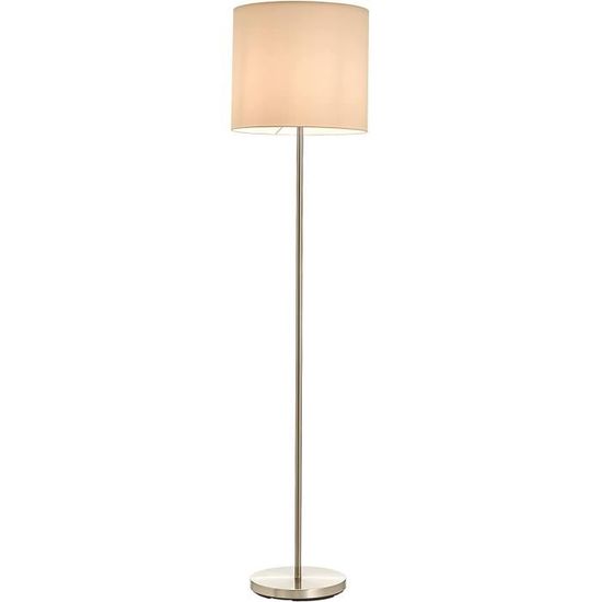 Lampadaire Lindby Nantwin Blanc - Abat-Jour Tissu, Liseuse Intégrée, Hauteur 175cm