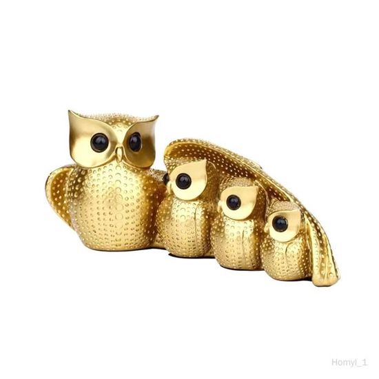 Statues Hiboux En Résine - Lot De 4, Sculptures Déco Maison, Cadeau Pour Amoureux Des Oiseaux - 20x8,5x10 Cm