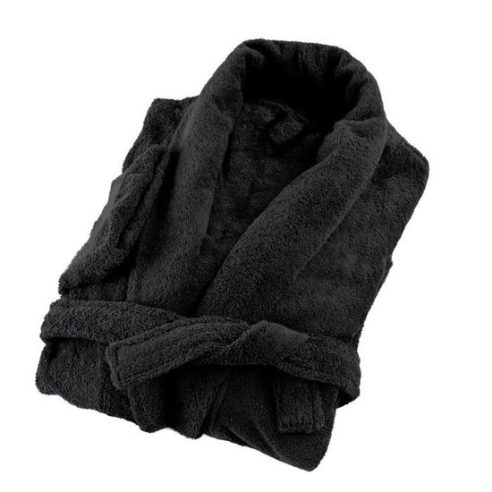 LINANDELLE - Peignoir coton éponge col chale PREMIUM - Noir - Adulte Homme - 6XL