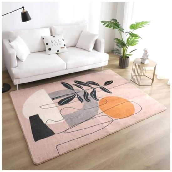 Tapis Feuilles Jungle Rétro - Carpet Moquette De Sol Doux Et