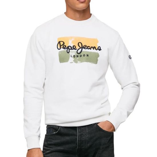 Sudadera Hombre Pepe Jeans Meier Sweatshirt, Blanco (Off White