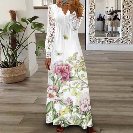 Robe Longue Bodycon Dos Nu Imprimée Pour Femme, Maroc