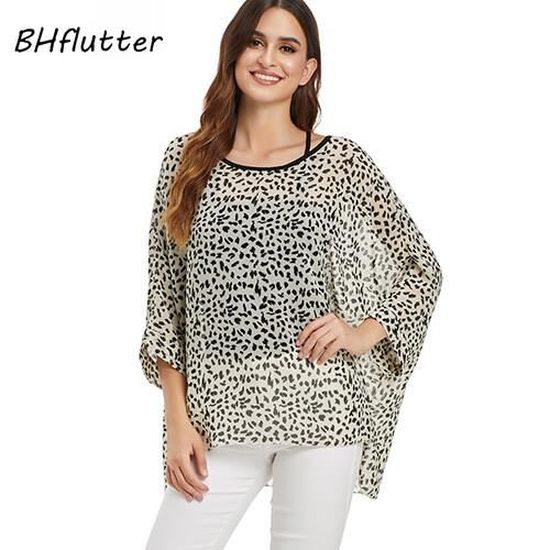 Chemisier Femme Mousseline Oversize - Imprimé Papillons Et Chauves-Souris - Style Kimono Décontracté