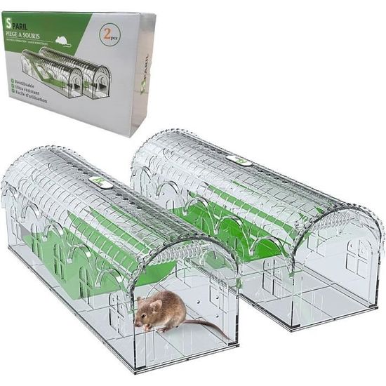 Piège à Souris Vivant Lot De 2 - Attrape Souris Réutilisable Sans Poison - 17.2x6.5x6.8 Cm