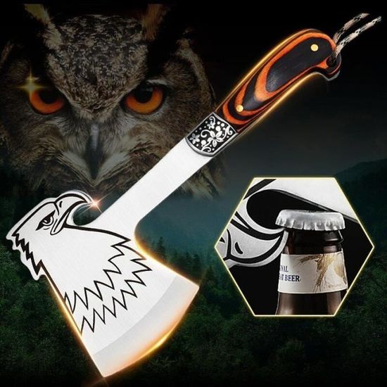KHU Hache de camping tactique Hache de lancer Tomahawk Hachette de survie avec étui - Manche en
