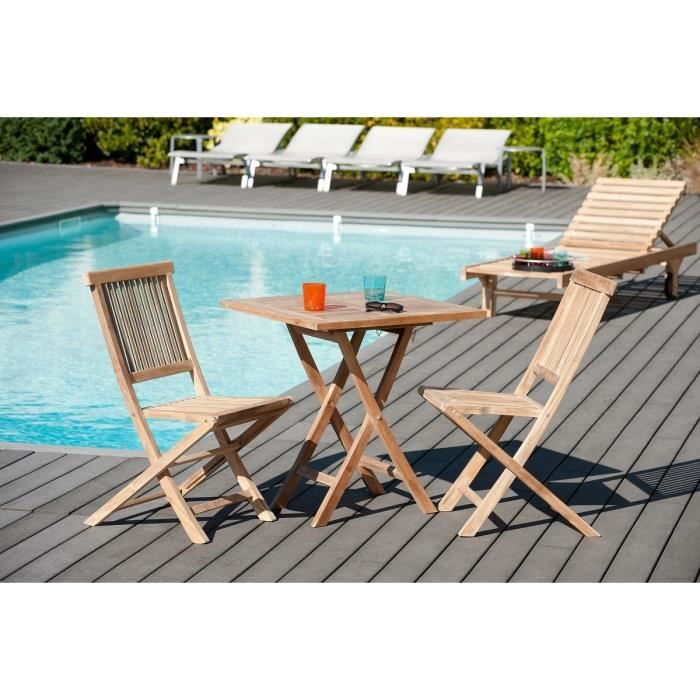 Table De Jardin En Bois Teck Carree Pliante 70 X 70 Cm Jarditeck