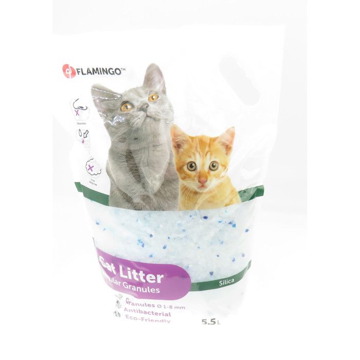 Litière silica granules moyen. 5.5 litres litière pour chat - Flamingo Litière silica granules moyen. 5.5 litres litière pour chat - Flamingo
