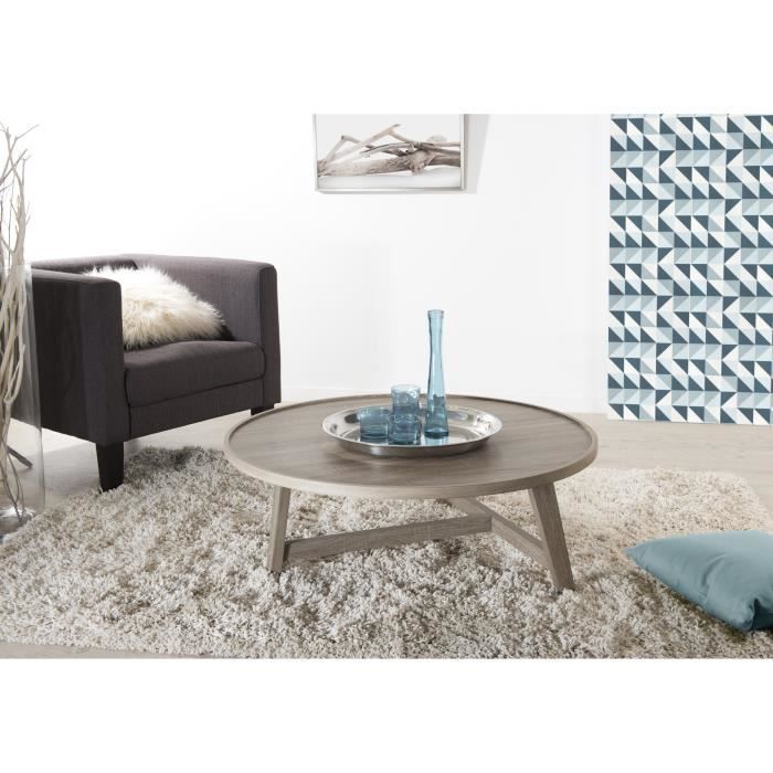 Melbourne Table Basse Ronde Scandinave En Bois Et Mdf Placage