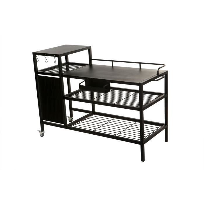 BRASERO Chariot pour Plancha - 128x60x89 cm - Pour plancha jusquà 4 feux - Métal - Noir