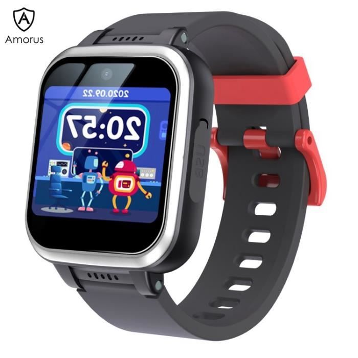 Montre Connectée Sport AMORUS Pour Enfant Étanche Montre Mignon Bracelet Avec Double Caméra Vidéo Jeux Lecteur De Musique - Noir