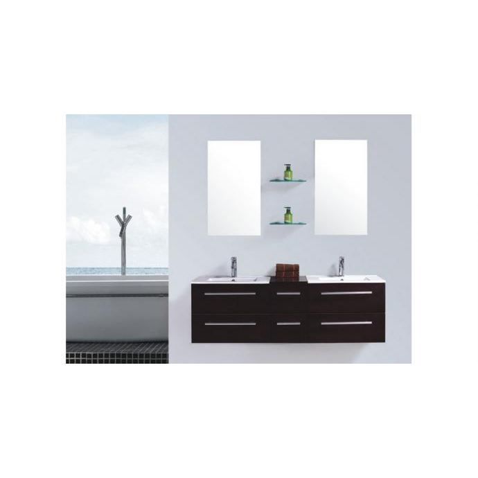 Meuble de salle de bain Venus 2 vasques + 2 miroirs - Wengé