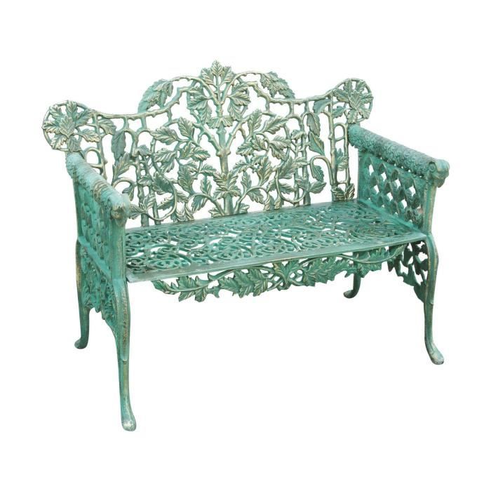 Banc realisé en Art Nouveau finition verte vieillie L110xPR55xH90 cm