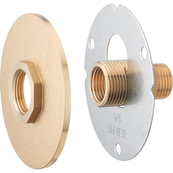 AROZ Platine de fixation robinet exterieur à visser + platine finition brute