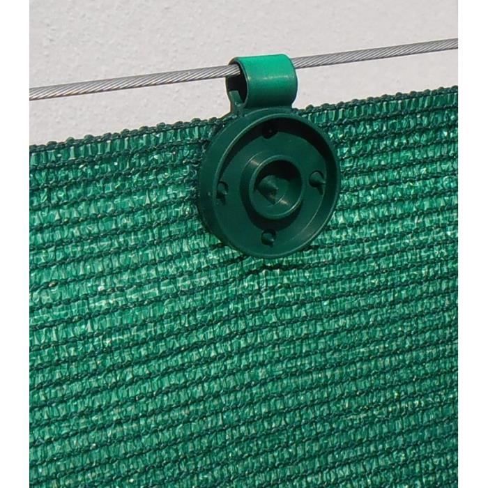20 clips de fixation traités anti-UV pour brise vue de 90 à 350g/m2 (Vert)