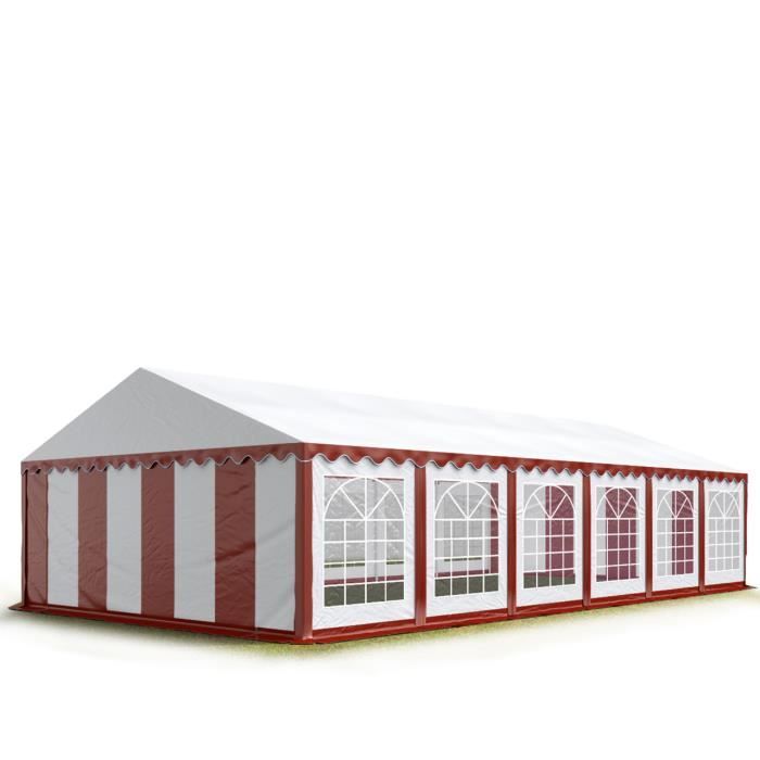 TOOLPORT tente de réception 5x10 m tonnelle barnum PVC anti-feu env. 500g/m² blanc imperméable 5x10m