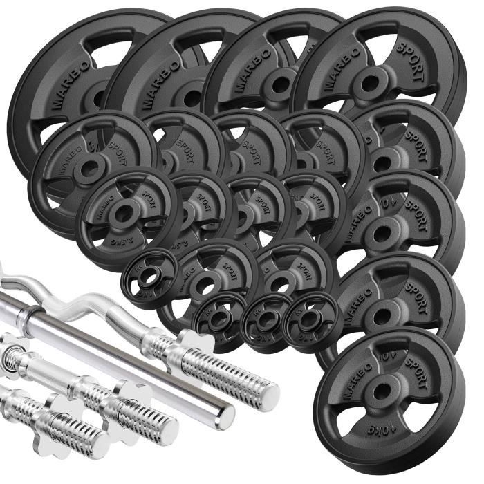 Marbo Sport Jeu de haltères renforcées et poids tri-grip en caoutchouc 172 kg