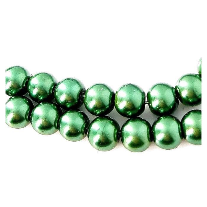 Lot de 130 perles Nacrées 6mm 6 mm - vert moyen