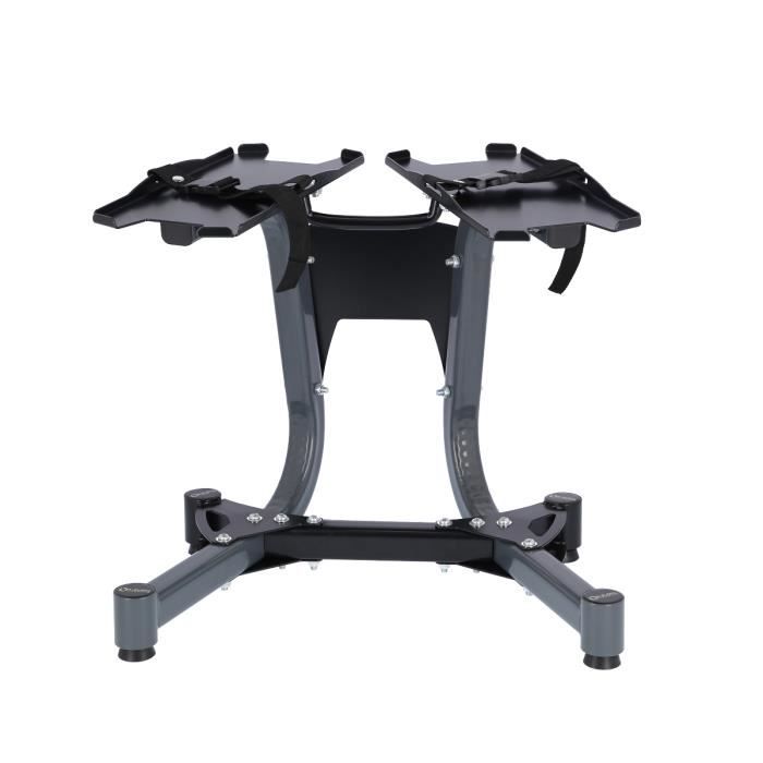 HMSPORT - Support d'haltères en acier réglable - Squat Rack Musculation - Repose Haltère - Avec oues de transport - Noir