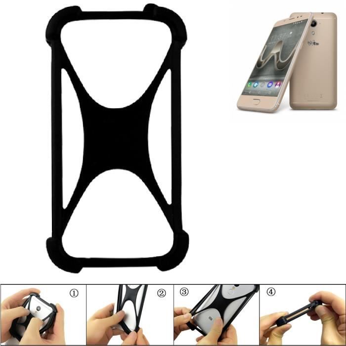 Pare-chocs pour téléphone portable pour Wiko U Feel Prime Silicone Bumper protection Housse TPU Softcase Protector Noir (1x)